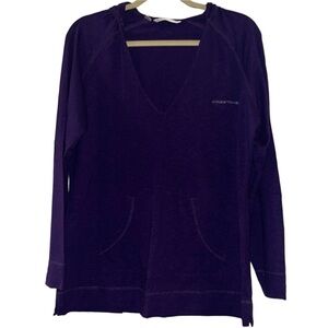 Firestone 9 Cutter & Buck Purple V Neck Hooded Long Sleeve T Shirt Sz XL